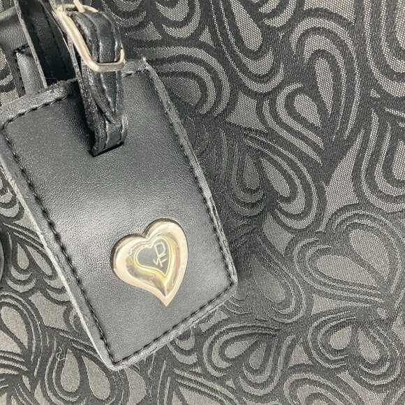 Diane von Furstenberg Womens Jacquard Heart Print Shoulder Tote travel Bag Black - Picture 3 of 14